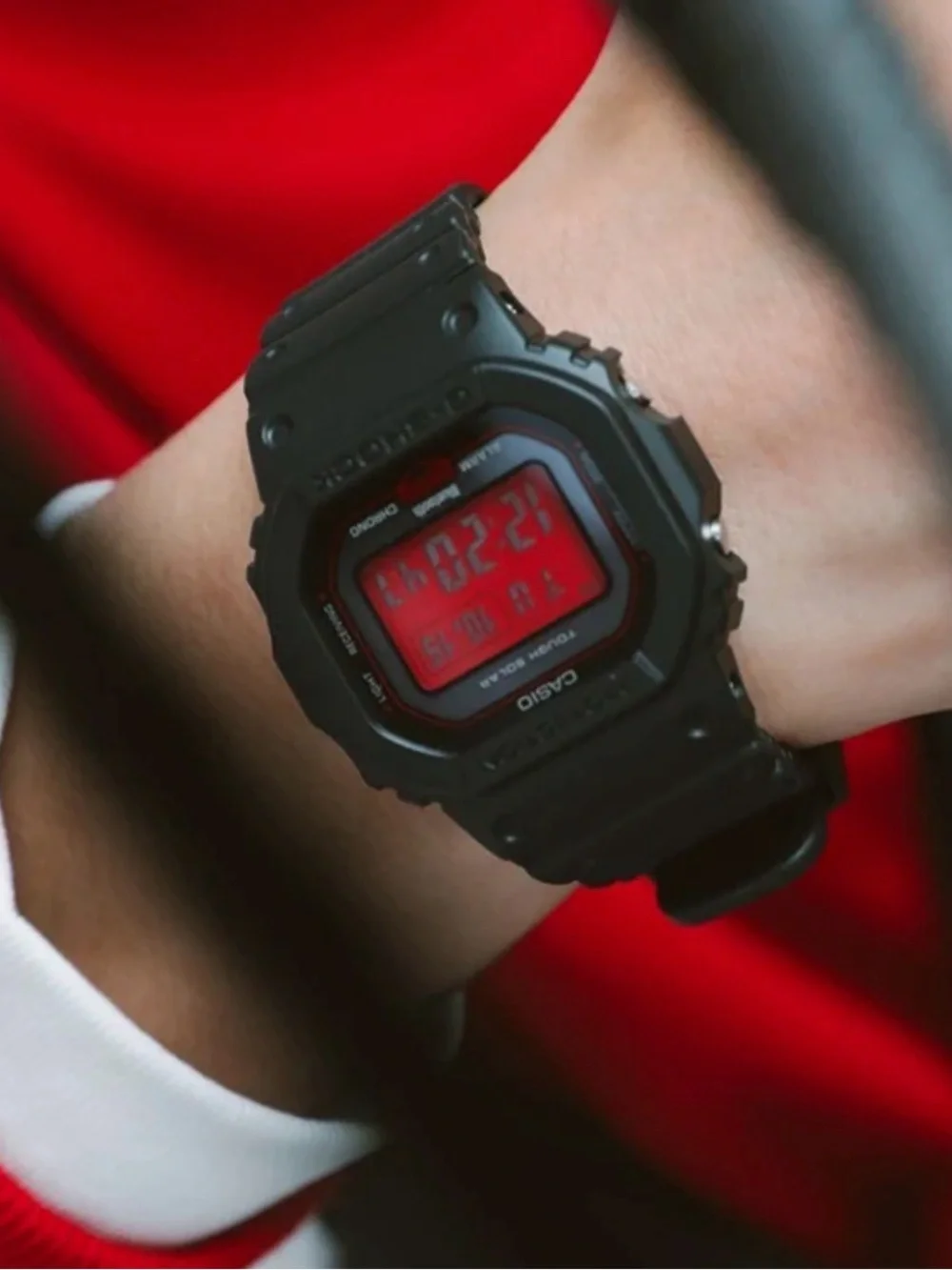 New🌟 Casio G-Shock Black & Red GW-B5600AR-1 Solar Radio Men's Watch